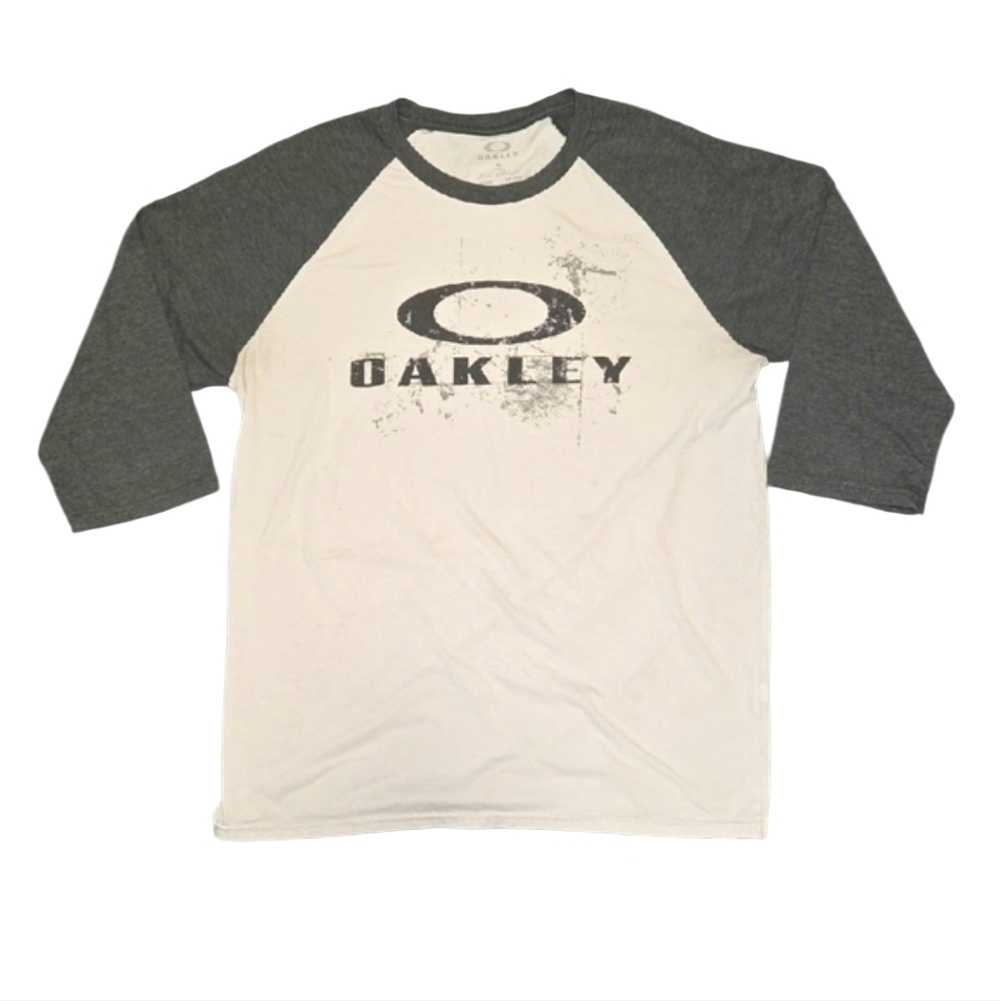 Oakley Men's Charcoal and White Baseball Style Shirt Size L